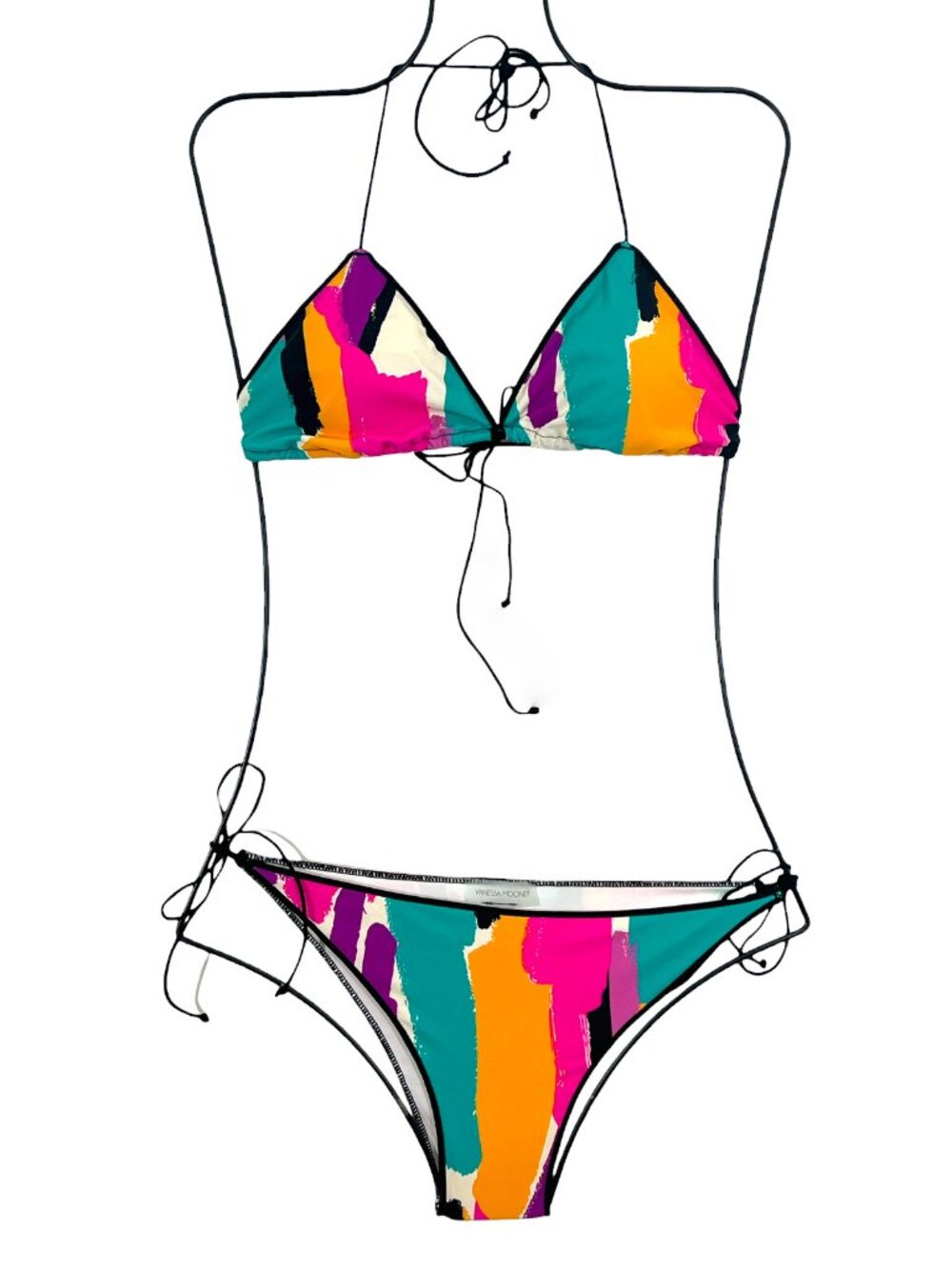 Vanessa Mooney Aubrey String Bikini Swimsuit Set White Multi NWOT
